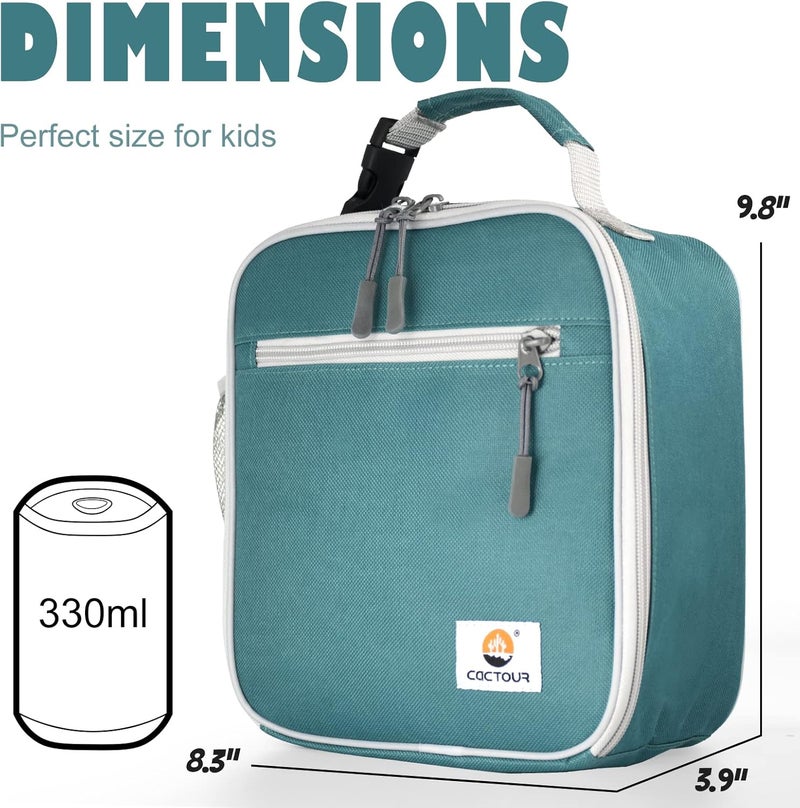 CaCTOUR Lunch Box Kids,Premium Insulated Lunch Bag for Girls Boys,Soft Bag Mini Cooler Back to School Thermal Reusable Lunch Bag for Work School Picnic (Green) - Image 3